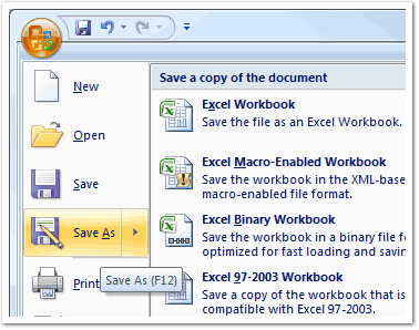 Once completed, go to the main menu of Excel and click SAVE AS.