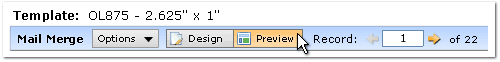 Go to the Mail Merge tab in the design header and select "Preview Mode".