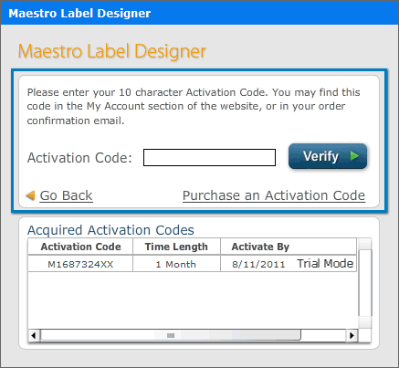Enter in your 10-character Activation Code.