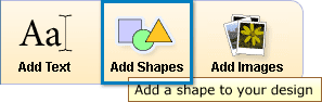 Locate and click the "Add Shapes" icon in the upper left corner of Maestro Label Designer.