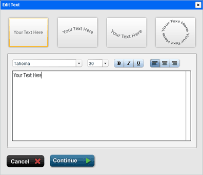 Enter your desired text and select the text orientation and font options.
