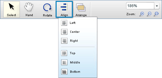 Select the object you'd like to rotate. Hover over the "Rotate" icon in the Design Bar at the top of Maestro Label Designer.