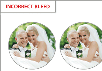 Example of a label with improper bleed - borders are tightly designed against the label.