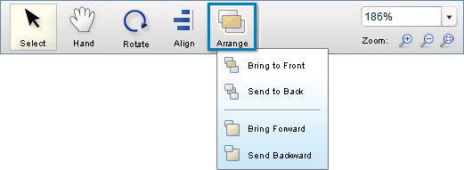 Select the object(s) you'd like to re-arrange. Hover over the "Arrange" icon in the Design Bar at the top of Maestro Label Designer.