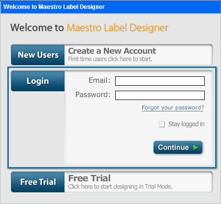 Existing Users - Login to an Existing Account