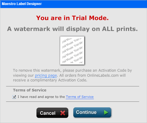 A minor watermark will be displayed on each design until you are logged in.
