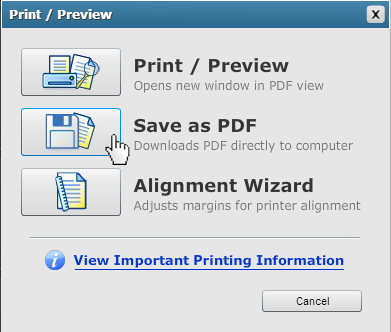Click on "Save as PDF" to download a PDF of your design directly to your computer.