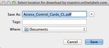 Once the PDF copy of your label design has been generated, click "OK" to save the file to your computer.