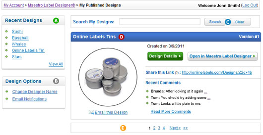 Browsing your published design