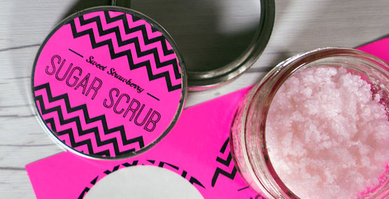 Fluorescent pink labels in use