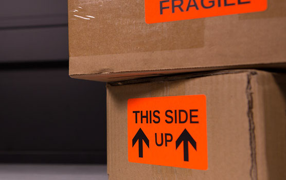 Fluorescent red labels in use