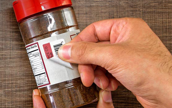 Removable white matte labels in use